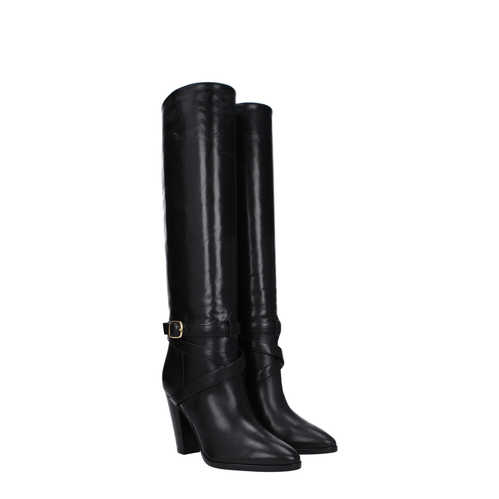 Celine Black Leather High Heel Boots