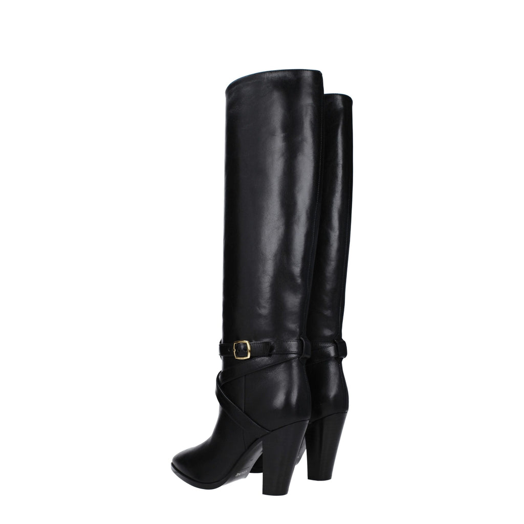 Celine Black Leather High Heel Boots