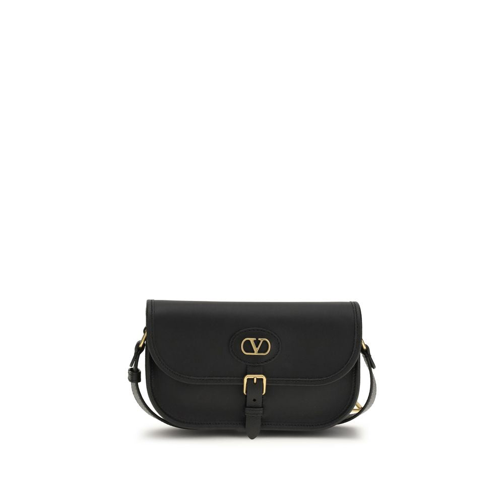 Valentino Garavani Black Calf Leather Bos Taurus Shoulder Bag