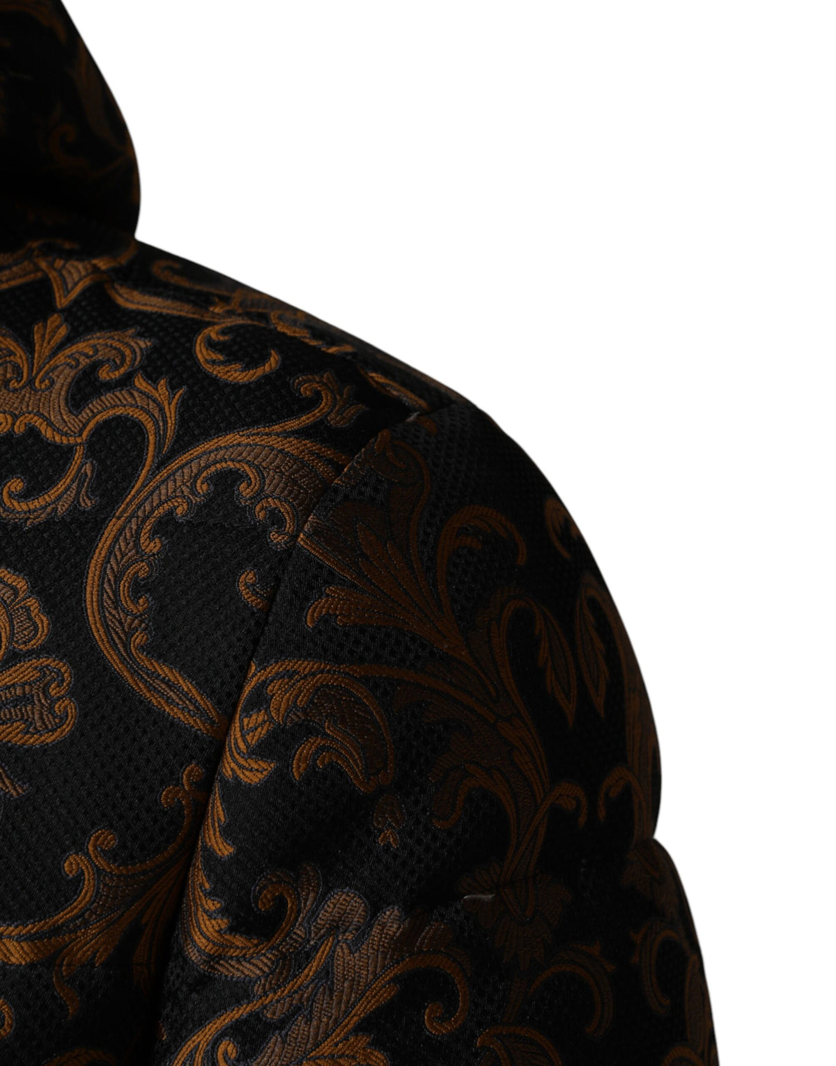 Dolce & Gabbana Black Floral Jacquard Quilted Hooded Jacket