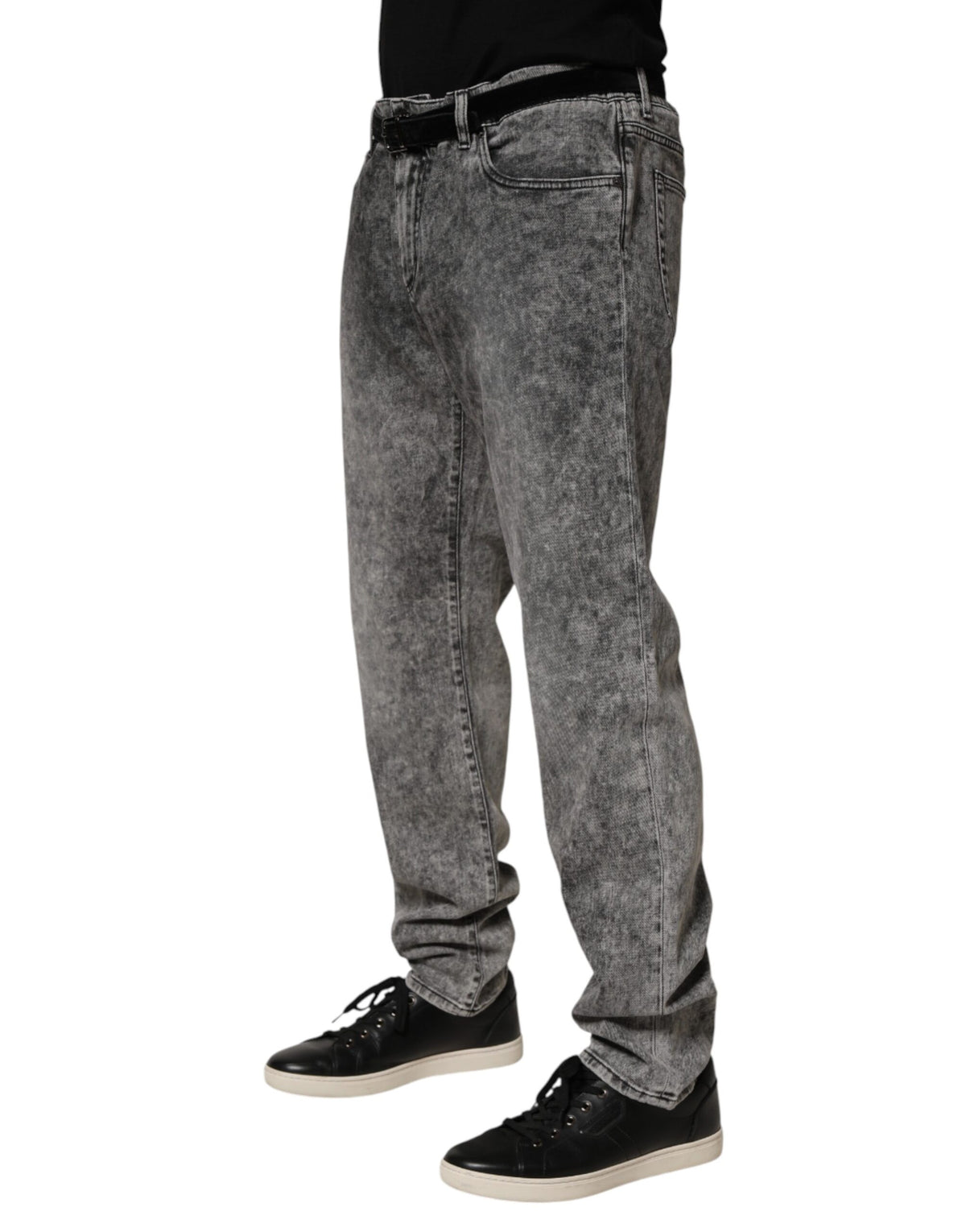 Dolce & Gabbana Gray Cotton Straight Leg Denim Trouser Jeans