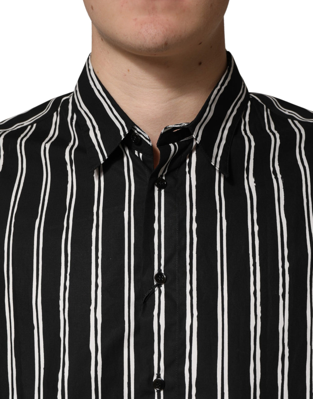 Dolce & Gabbana Black Stripes Cotton Men Formal Dress Shirt