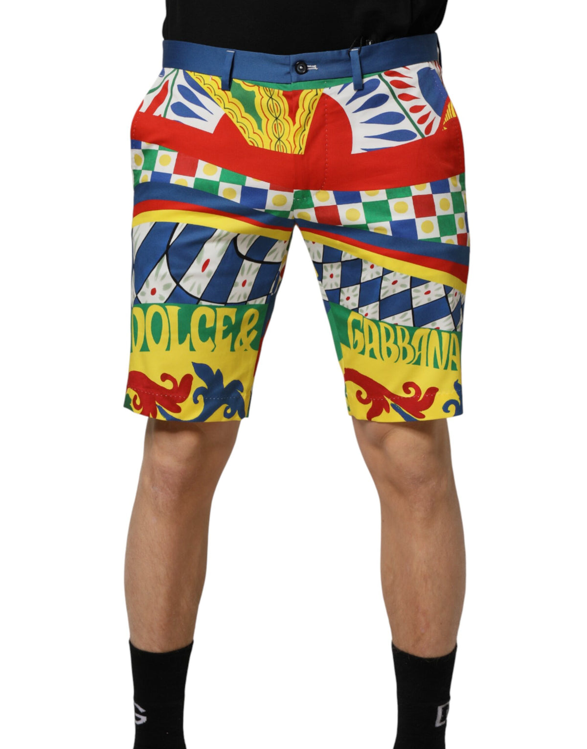 Dolce & Gabbana Multicolor Carretto Print Men Bermuda Shorts