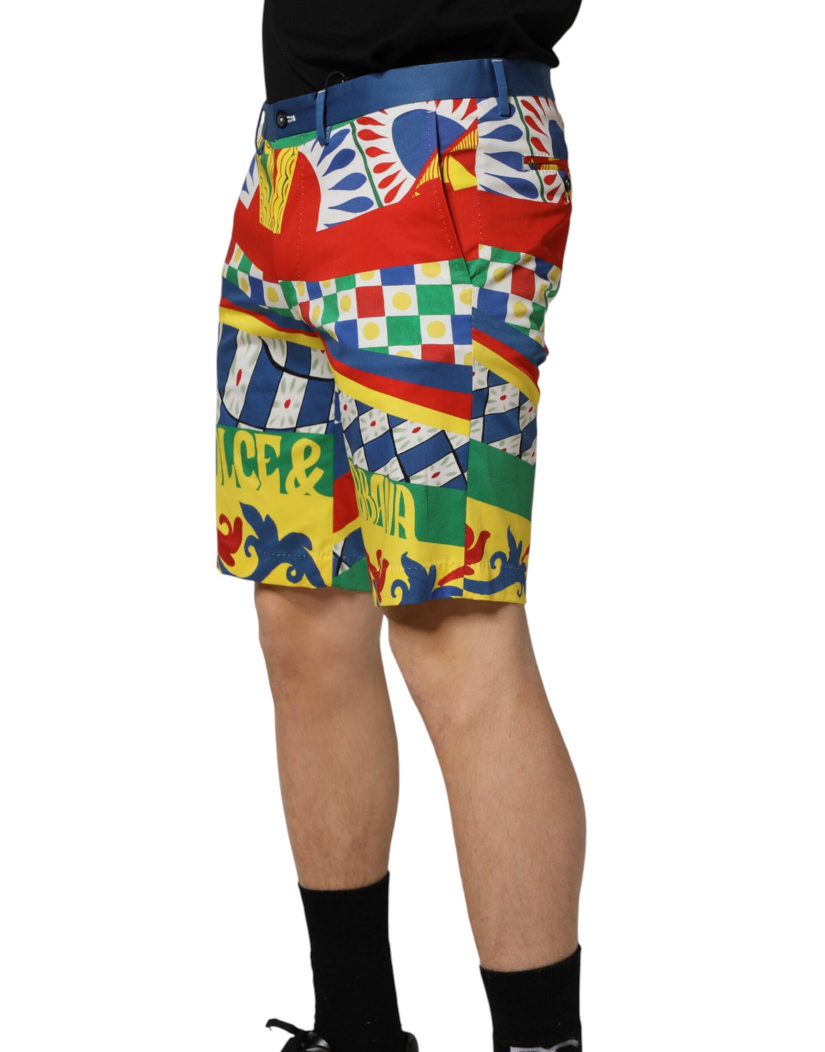 Dolce & Gabbana Multicolor Carretto Print Men Bermuda Shorts