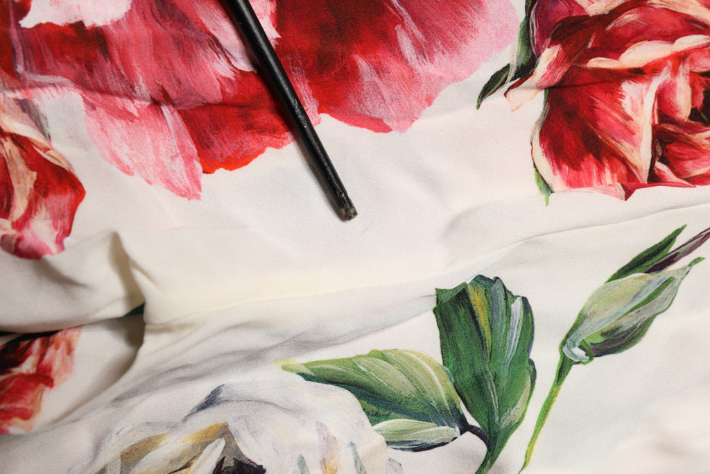 Dolce & Gabbana White Floral Leggings Stretch Waist Pants