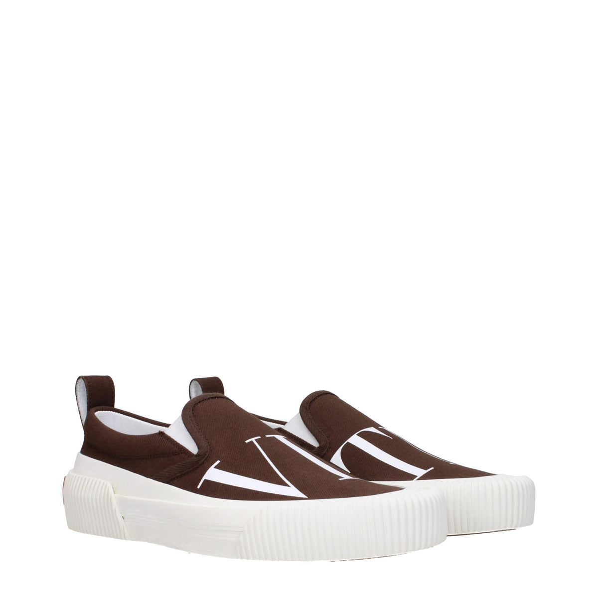 Valentino Garavani Brown Fabric Slip-On Loafers