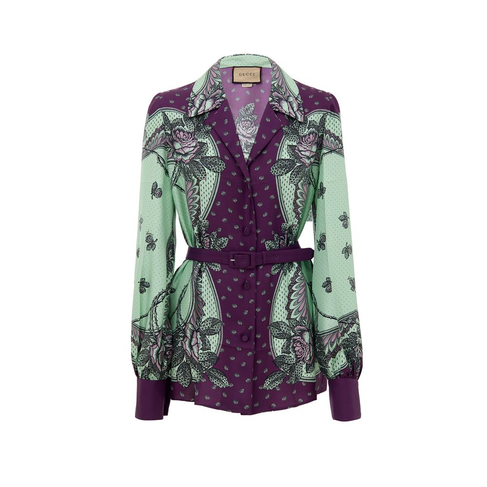 Gucci Green Silk Pattern Shirt
