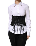 Dolce & Gabbana Black Polyester LaceUp Waist Cincher Corset Top