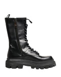 Dolce & Gabbana Black Leather Trek Sole Combat Boots Shoes