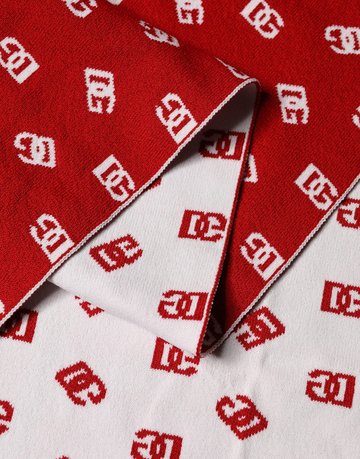 Dolce & Gabbana Red White Logo Print Foulard 201cm x 40.5cm  Men Scarf