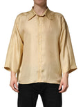 Dolce & Gabbana Yellow Silk Button Down Men Oversize Shirt
