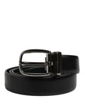 Dolce & Gabbana Men Black Classic Leather Metal Buckle Belt