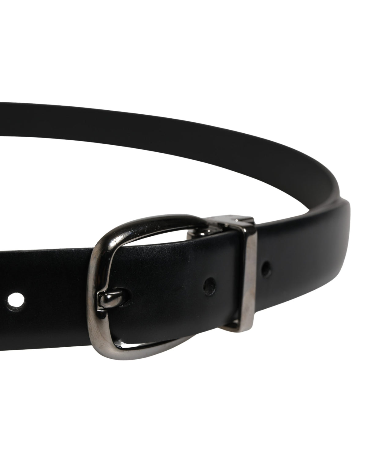 Dolce & Gabbana Men Black Classic Leather Metal Buckle Belt