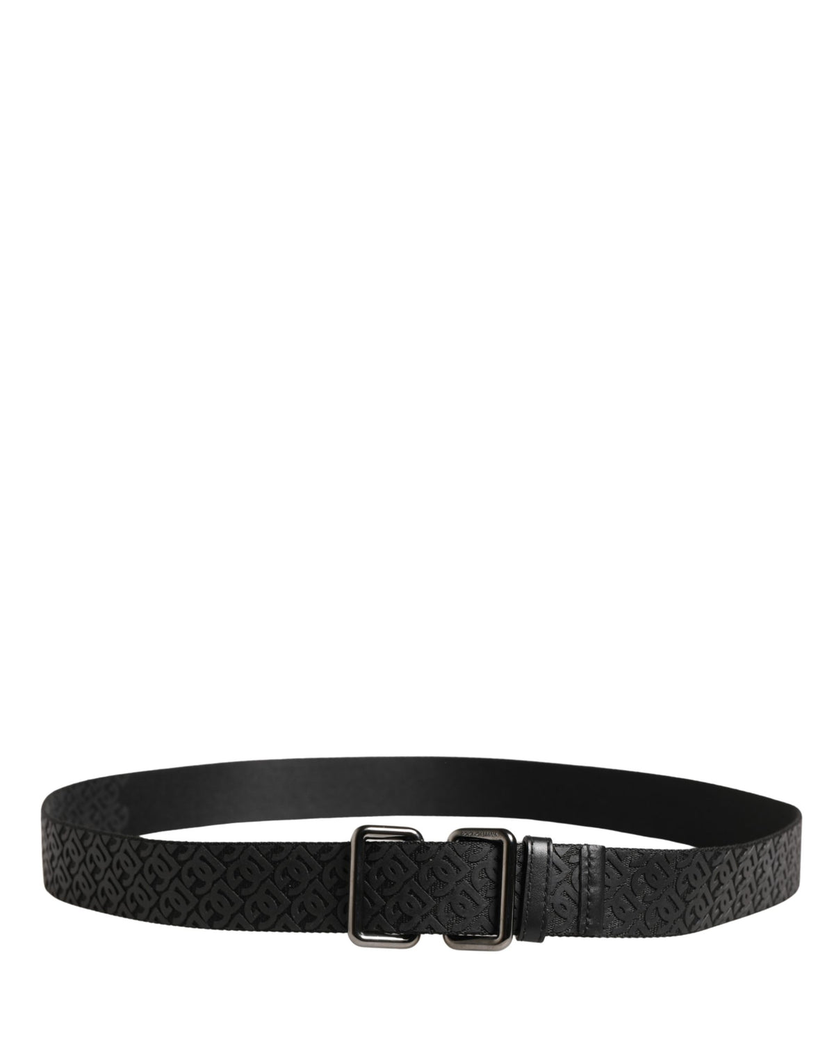 Dolce & Gabbana Men Black DG Logo Polyester Metal Buckle Belt