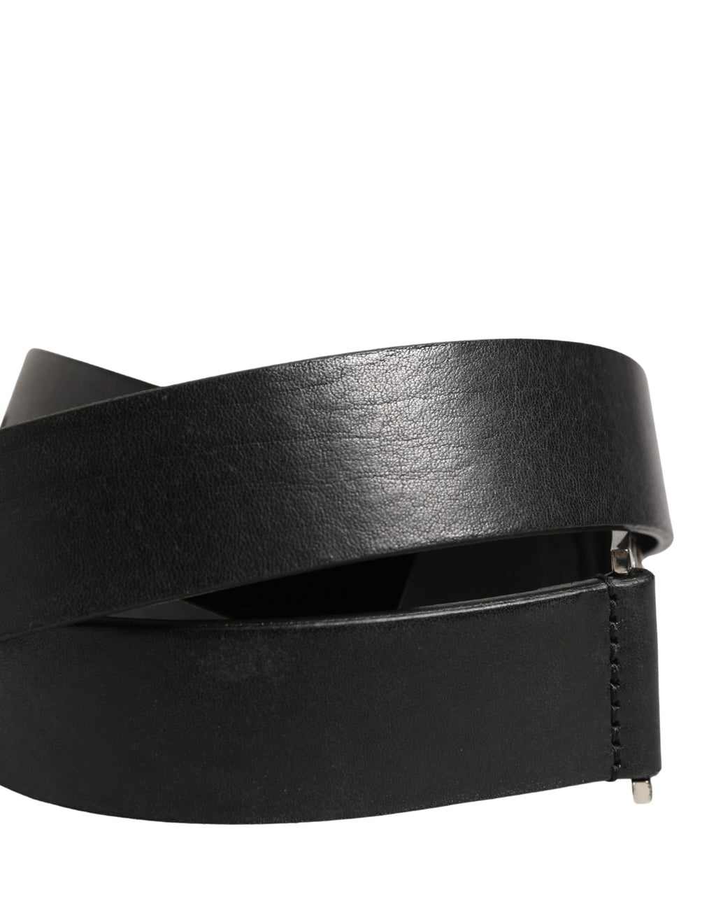 Dolce & Gabbana Men Black Classic Leather Metal Buckle Belt