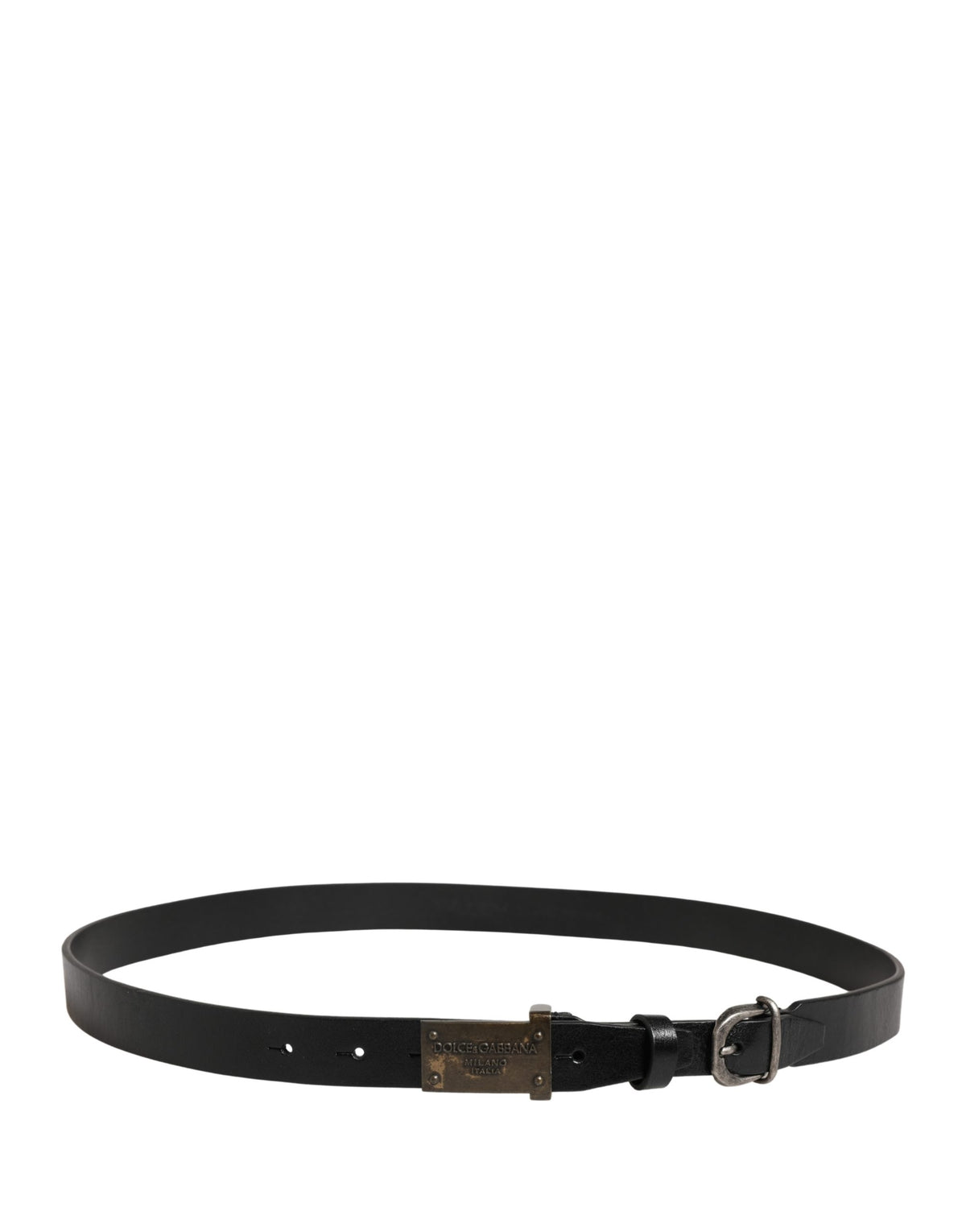 Dolce & Gabbana Men Black Classic Leather Logo Buckle Belt