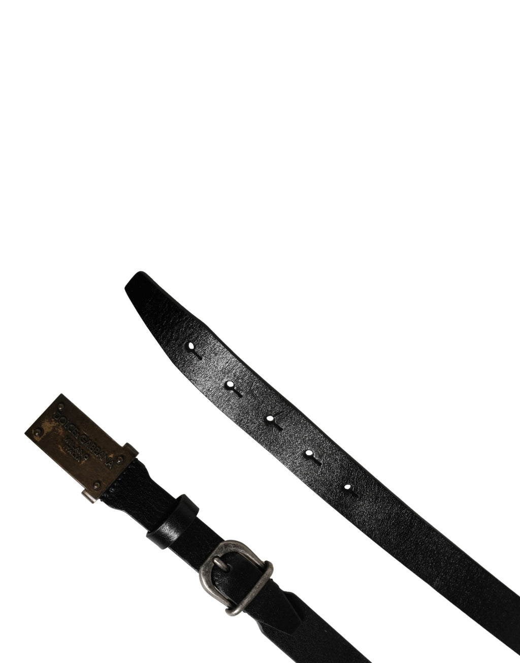 Dolce & Gabbana Men Black Classic Leather Logo Buckle Belt
