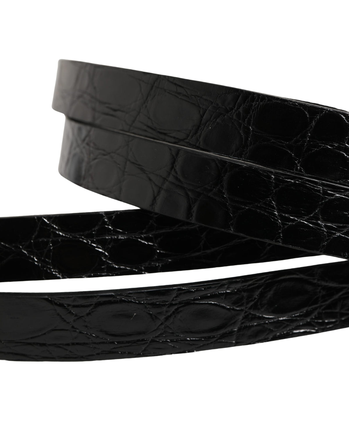 Dolce & Gabbana Black Double Strap Leather Silver Buckle Belt