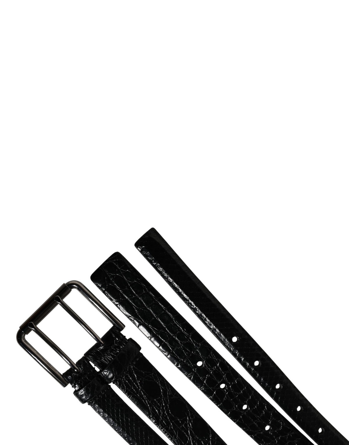 Dolce & Gabbana Men Black Exotic Leather Double Strap Belt