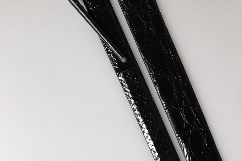 Dolce & Gabbana Men Black Exotic Leather Double Strap Belt