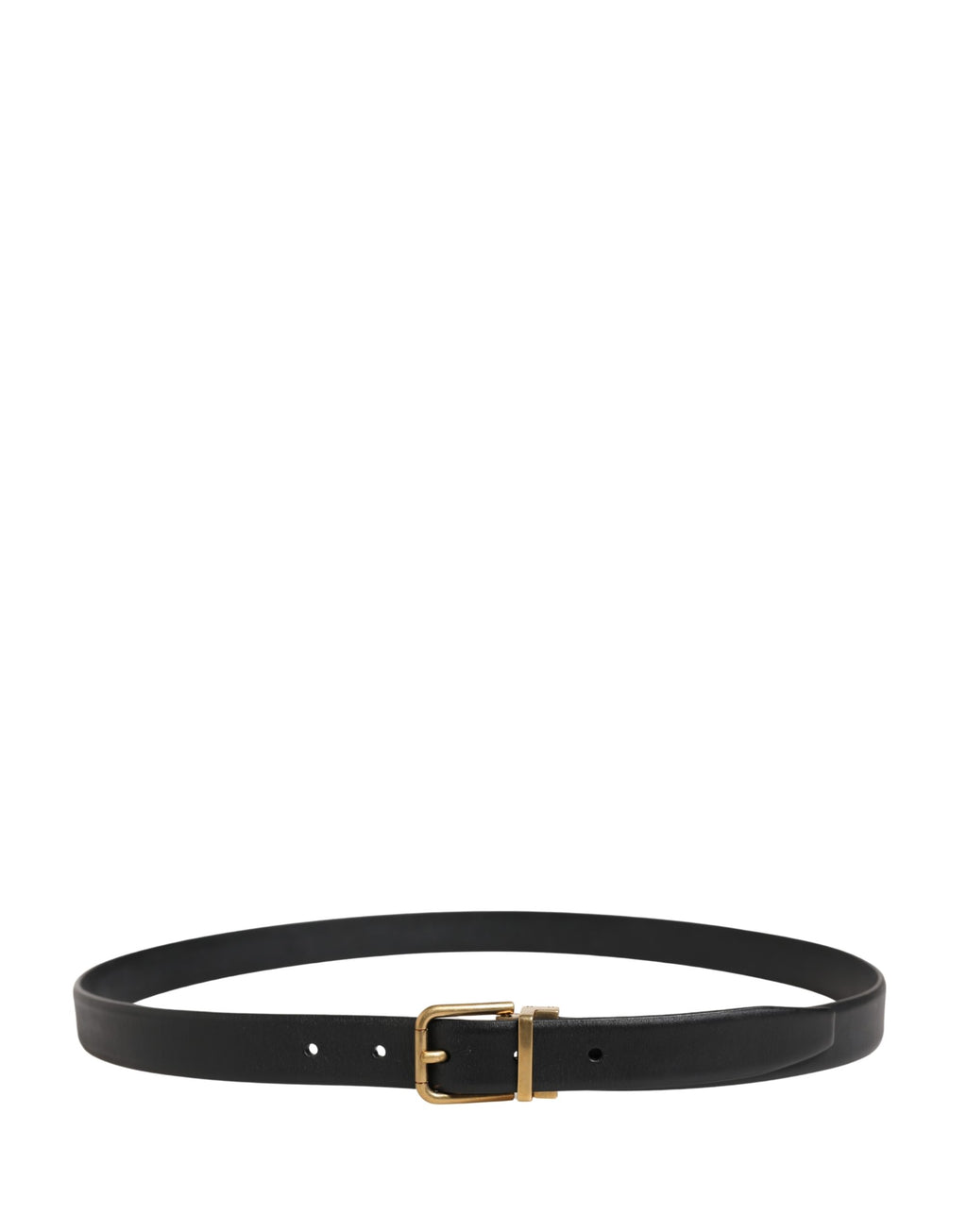 Dolce & Gabbana Men Black Classic Leather Metal Buckle Belt