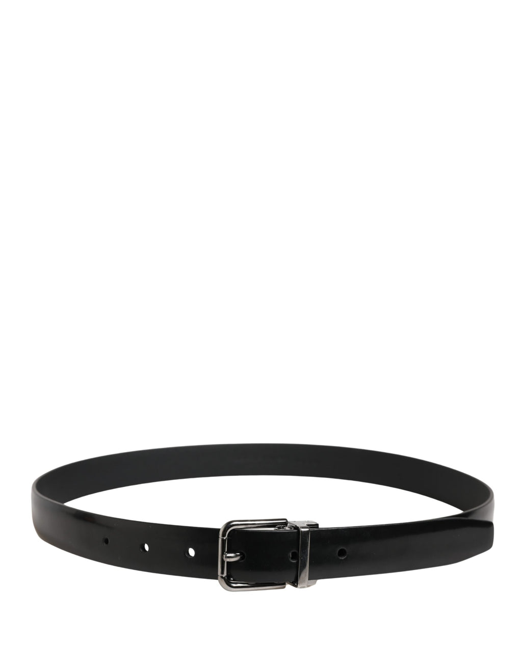 Dolce & Gabbana Men Black Leather Classic Metal Buckle Belt