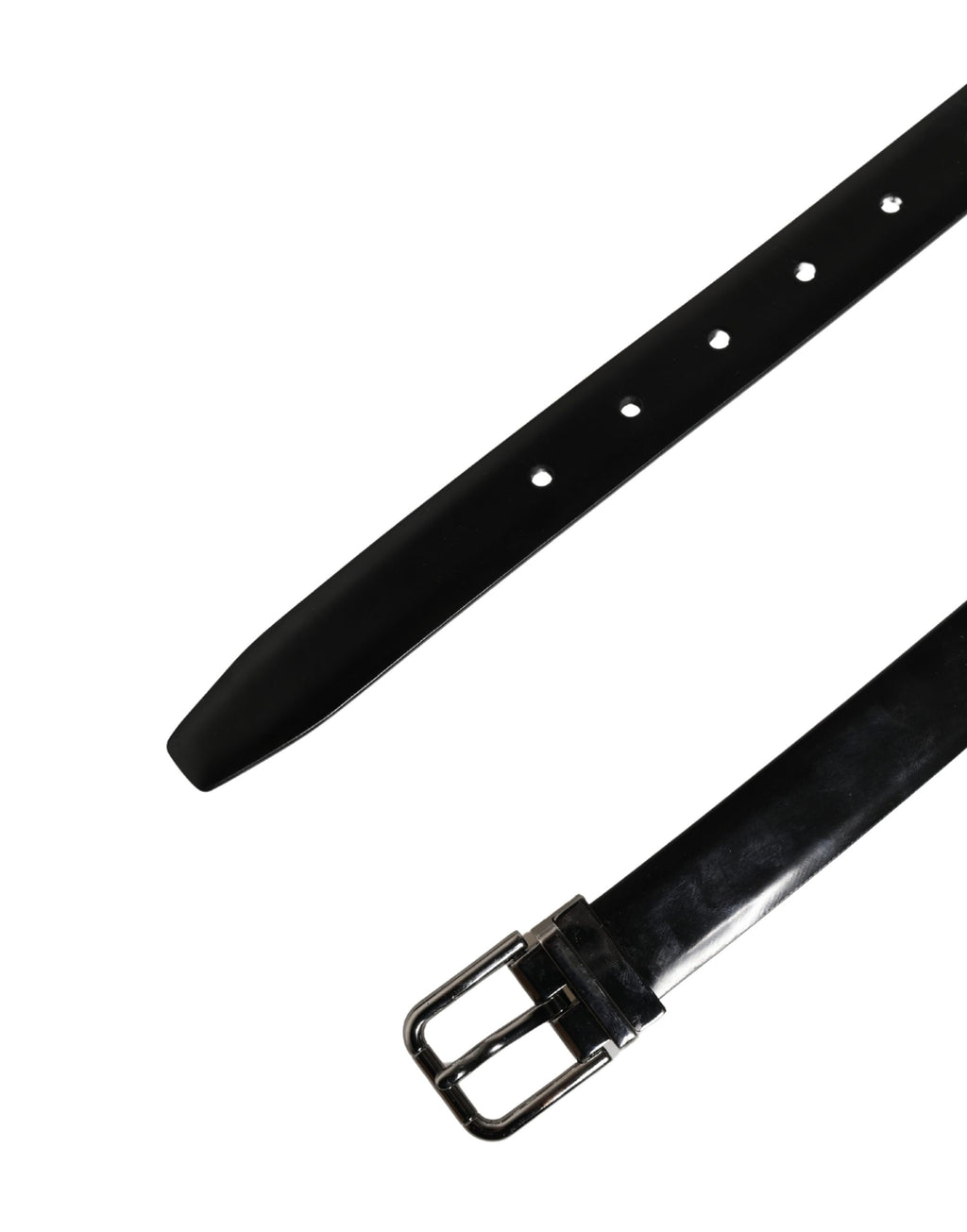 Dolce & Gabbana Men Black Leather Classic Metal Buckle Belt