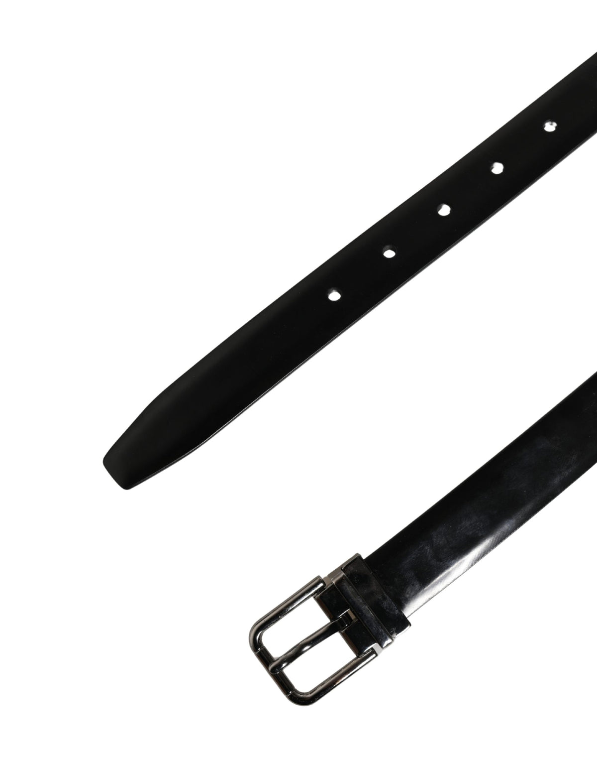 Dolce & Gabbana Men Black Leather Classic Metal Buckle Belt
