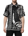 Dolce & Gabbana Black Silk Logo Print Short Sleeves Shirt