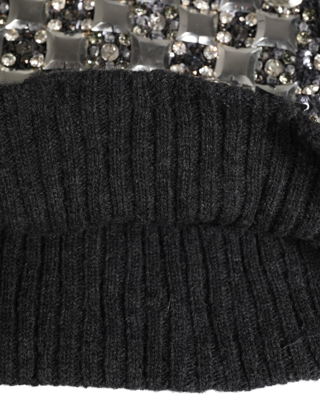 Dolce & Gabbana Black Wool Crystal Embellished Balaclava Hat