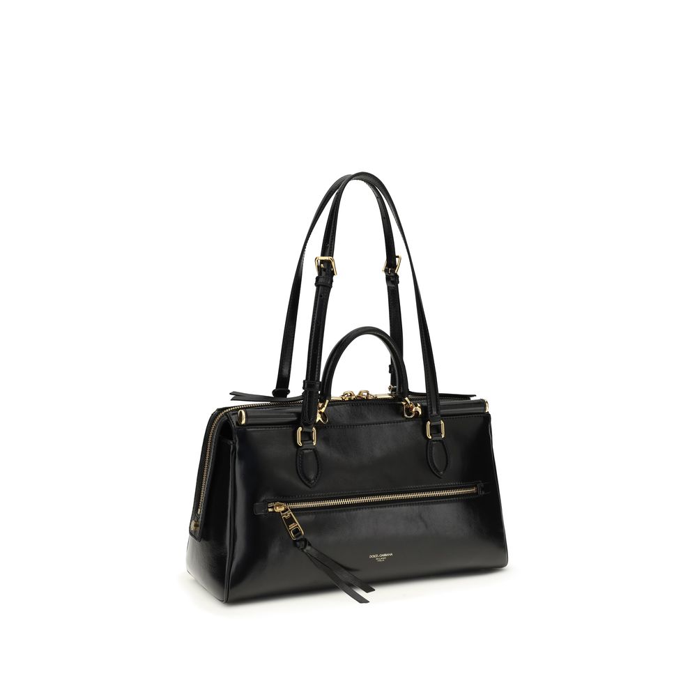 Dolce & Gabbana Black Calf Leather Bos Taurus Shoulder Bag