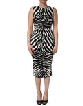 Dolce & Gabbana Black White Zebra Cady Calf Length Dress
