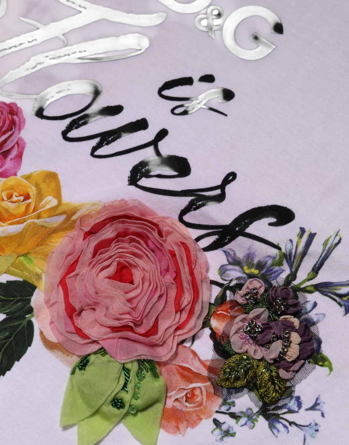 Dolce & Gabbana White D&G Is Flowers Embellished T-shirt