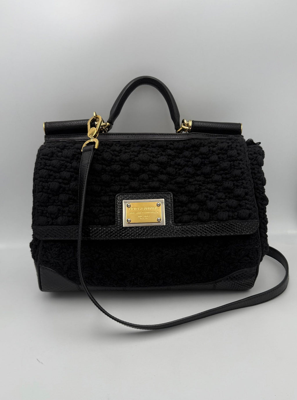 Dolce & Gabbana DOLCE & GABBANA Sicily Python and Macramé Handbag