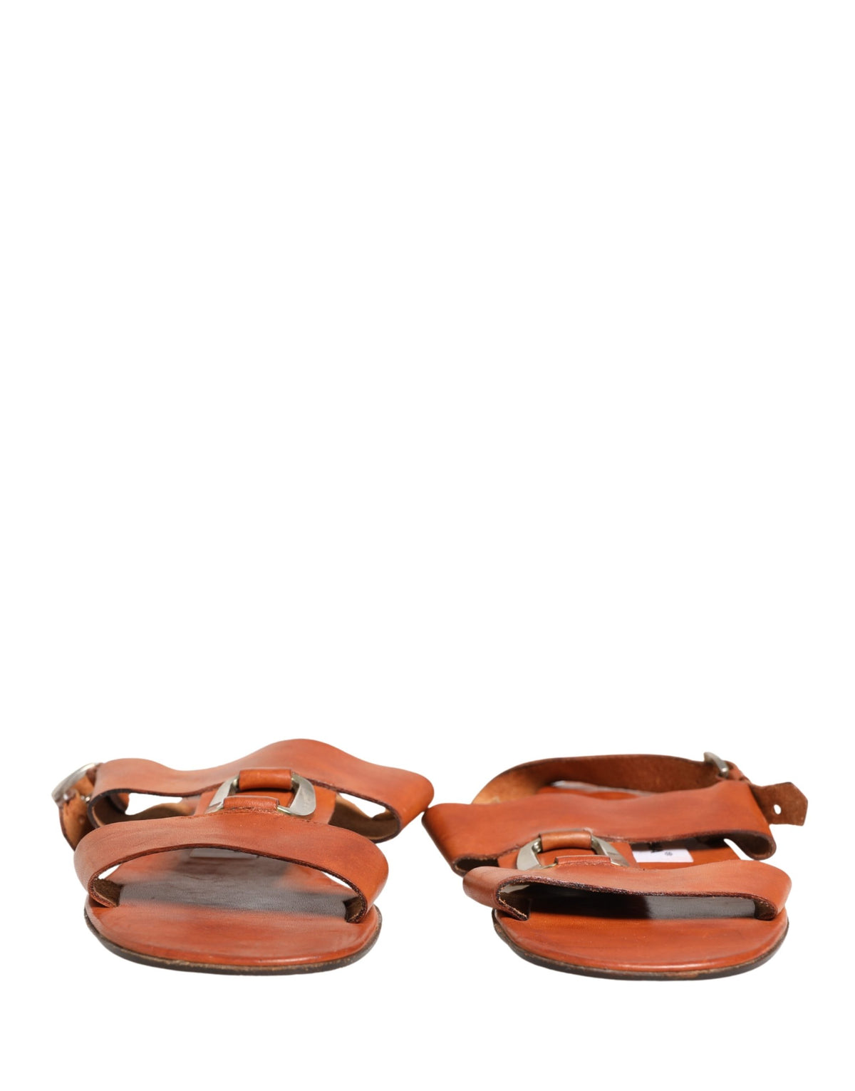 Dolce & Gabbana Brown Leather Flat Sandals Shoes