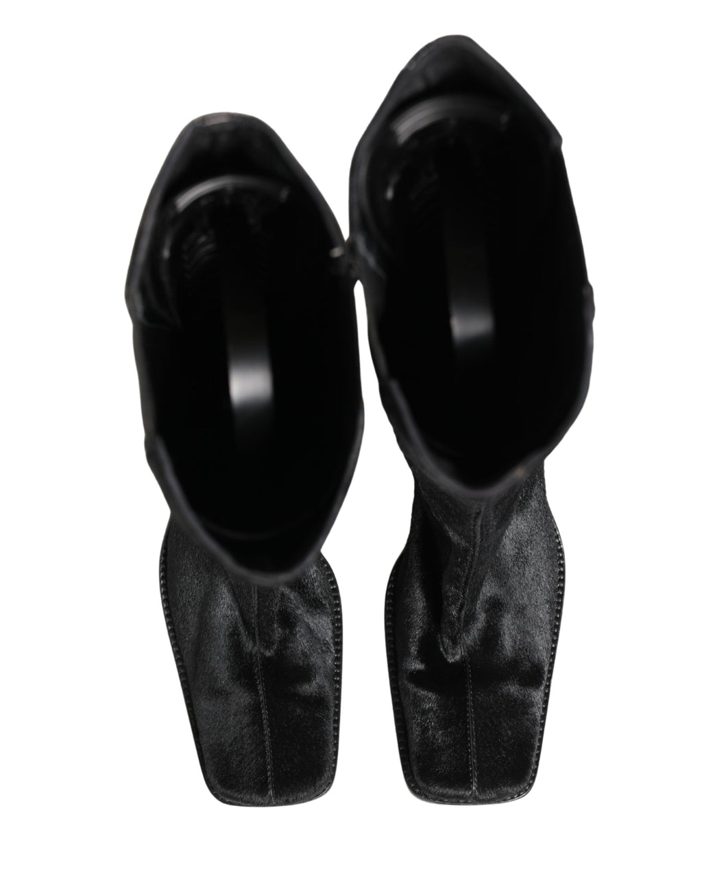 Dolce & Gabbana Black Suede Leather Knee High Boots Shoes