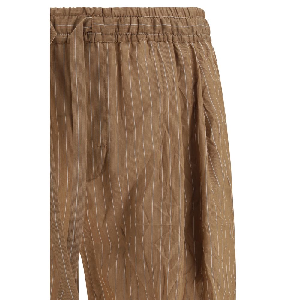 Dolce & Gabbana Brown Linen Casual Pants