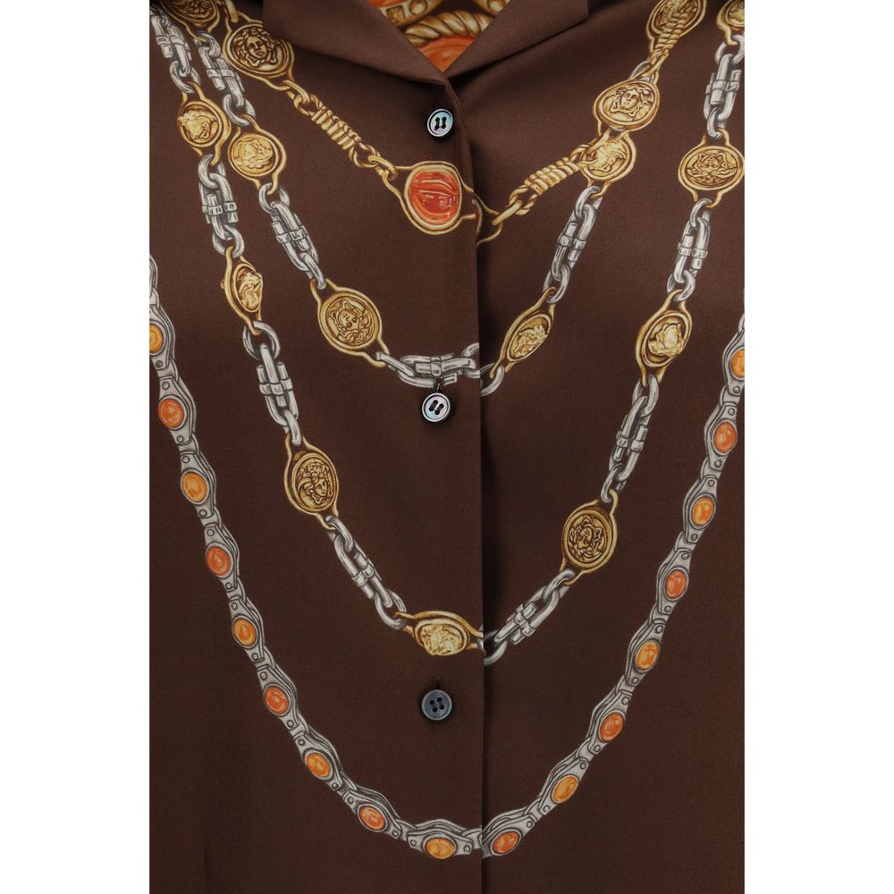 Versace Brown Fabric Pattern Shirt