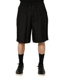 Dolce & Gabbana Black Silk Drawstring Men Bermuda Shorts