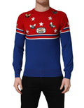 Dolce & Gabbana Multicolor Wool Butterfly Star Men Crew Neck Sweater