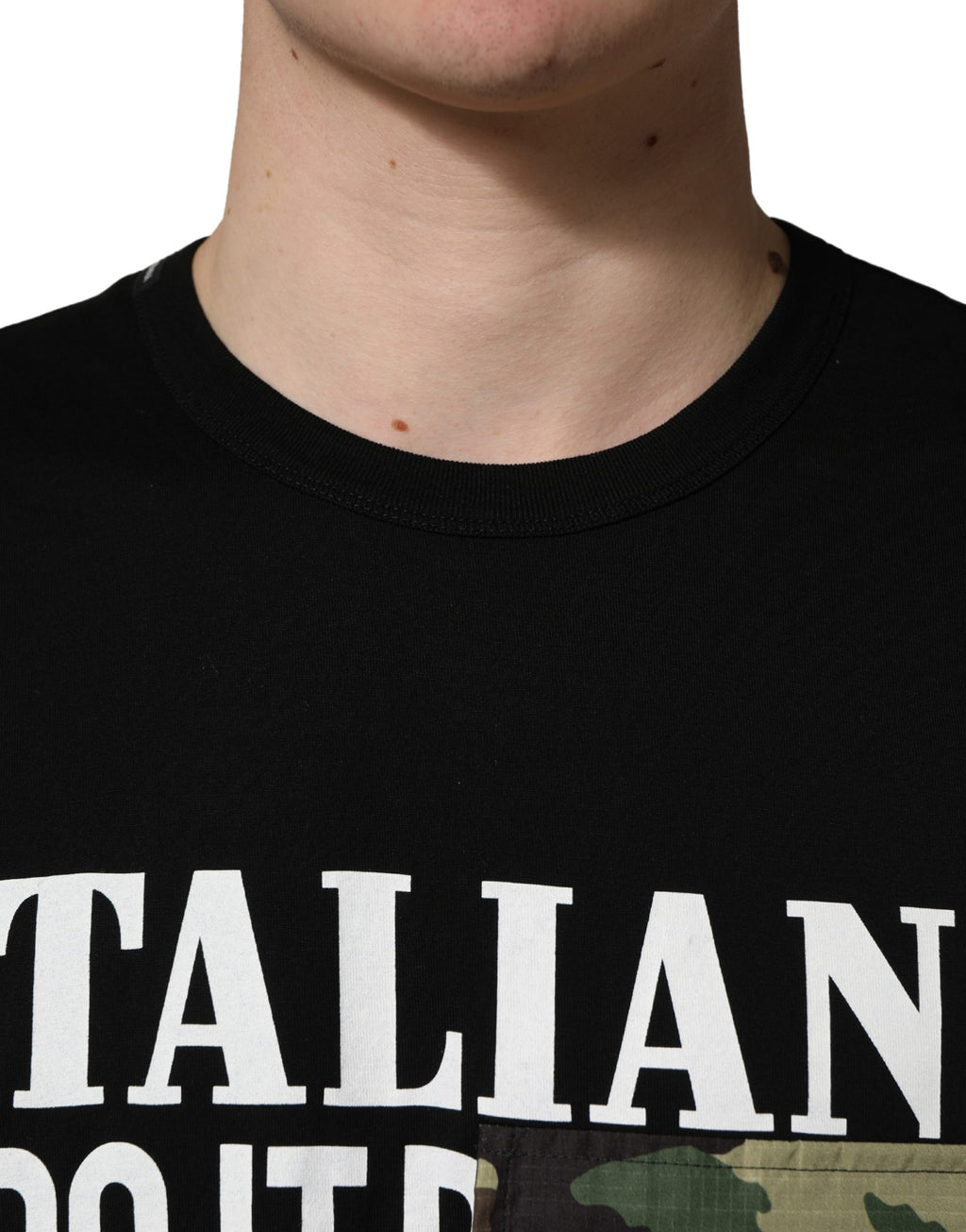 Dolce & Gabbana Black Camouflage Graphic Cotton Crewneck T-shirt