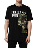 Dolce & Gabbana Black Camouflage Graphic Cotton Crewneck T-shirt