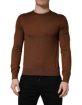 Dolce & Gabbana Brown Cashmere Men Crew Neck Pullover Sweater