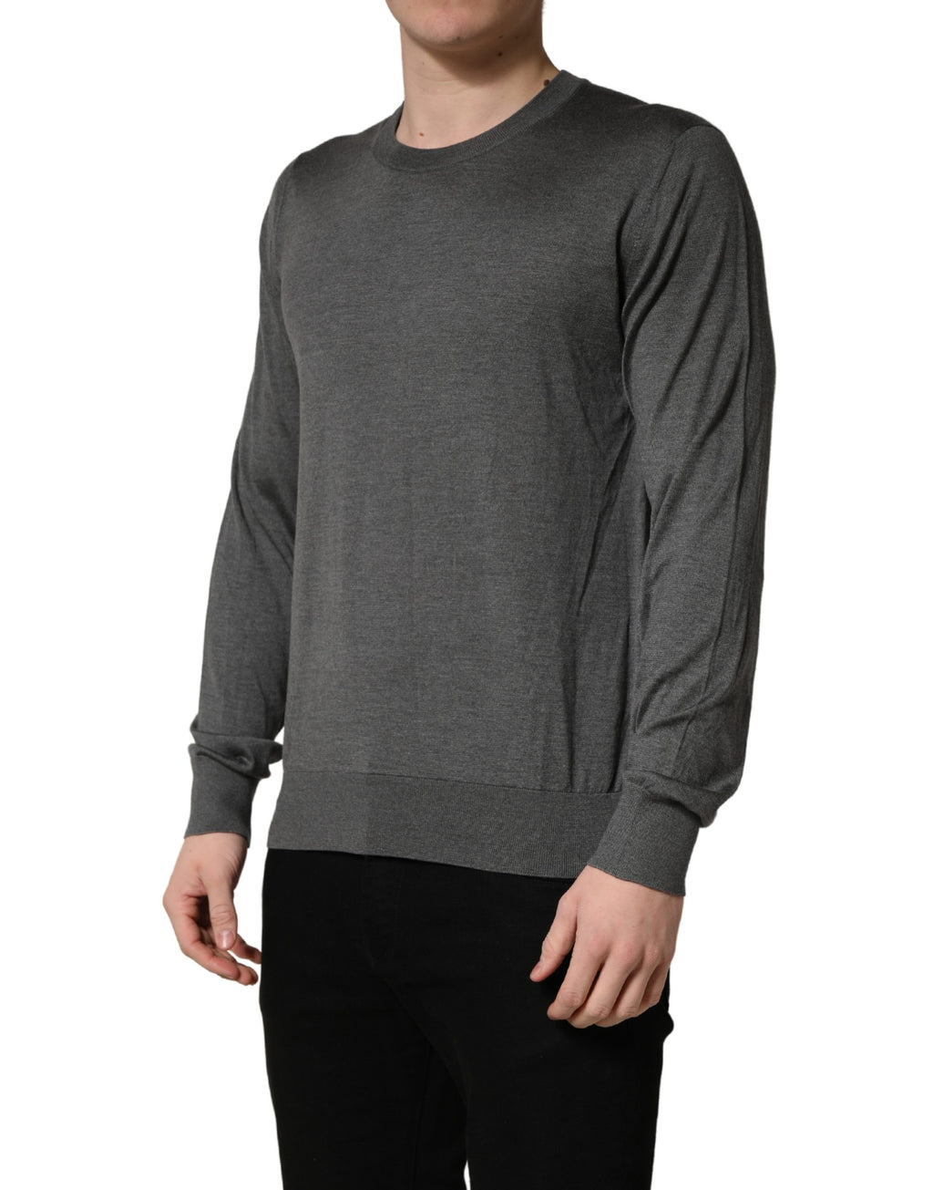 Dolce & Gabbana Gray Long Sleeves Crew Neck Pullover Sweater