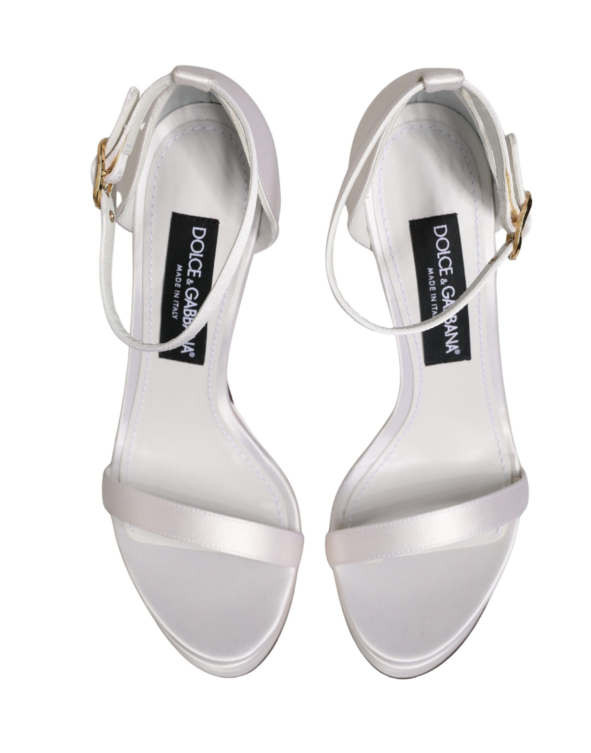 Dolce & Gabbana White Platform Ankle Strap Sandals Shoes