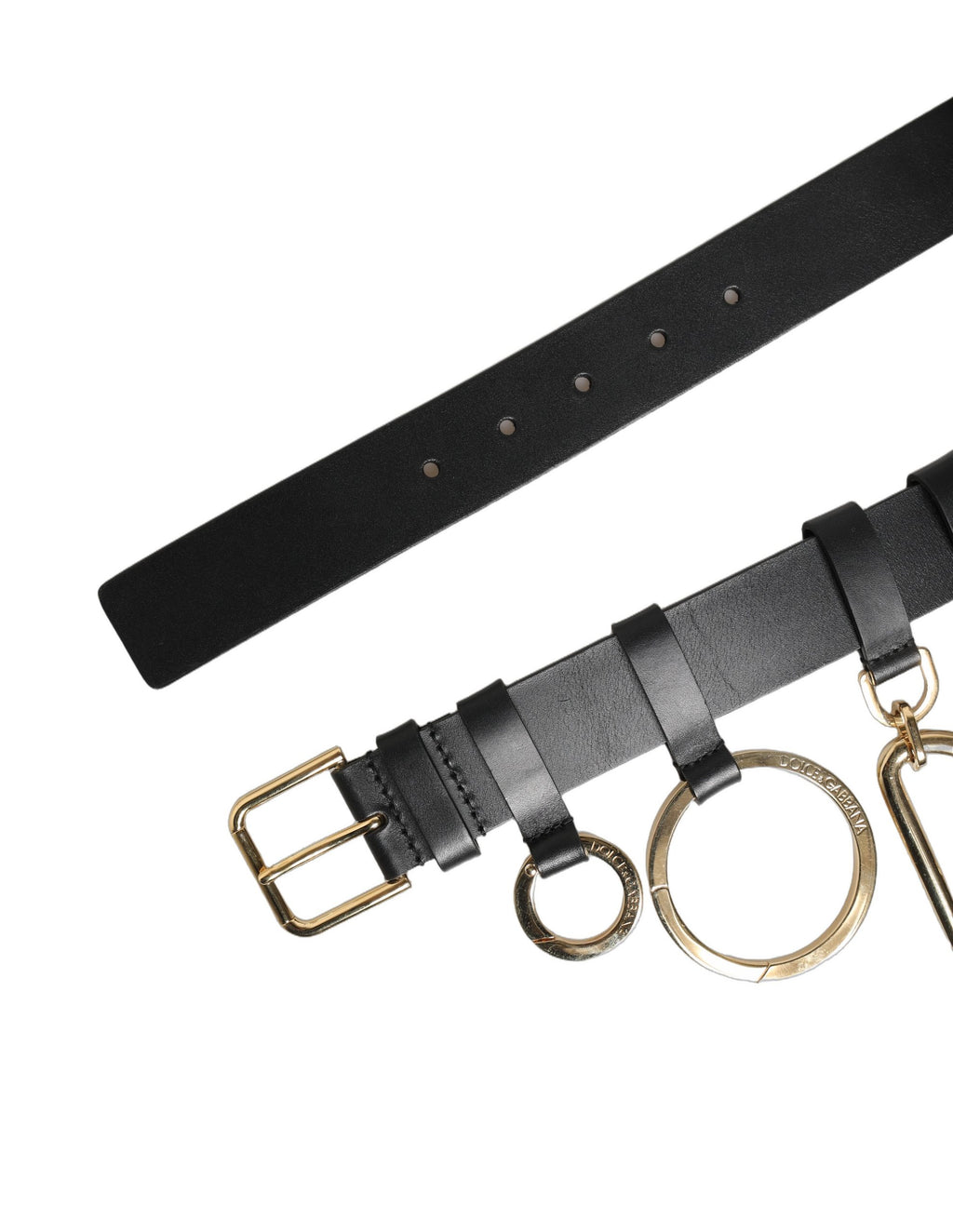 Dolce & Gabbana Black Calf Leather Gold Metal Buckle Men Belt