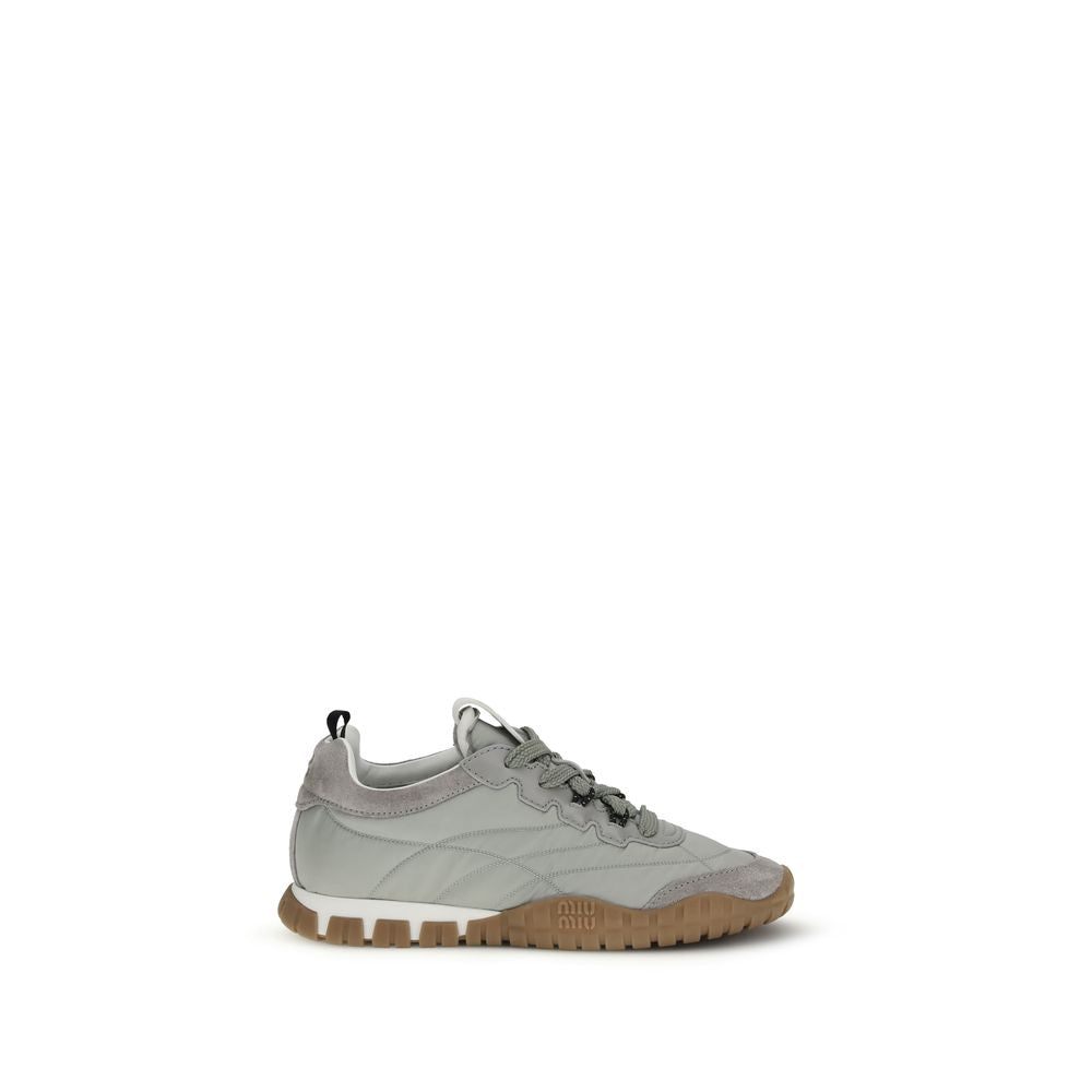 Miu Miu Gray Recycled Polyamide Athletic Sneakers