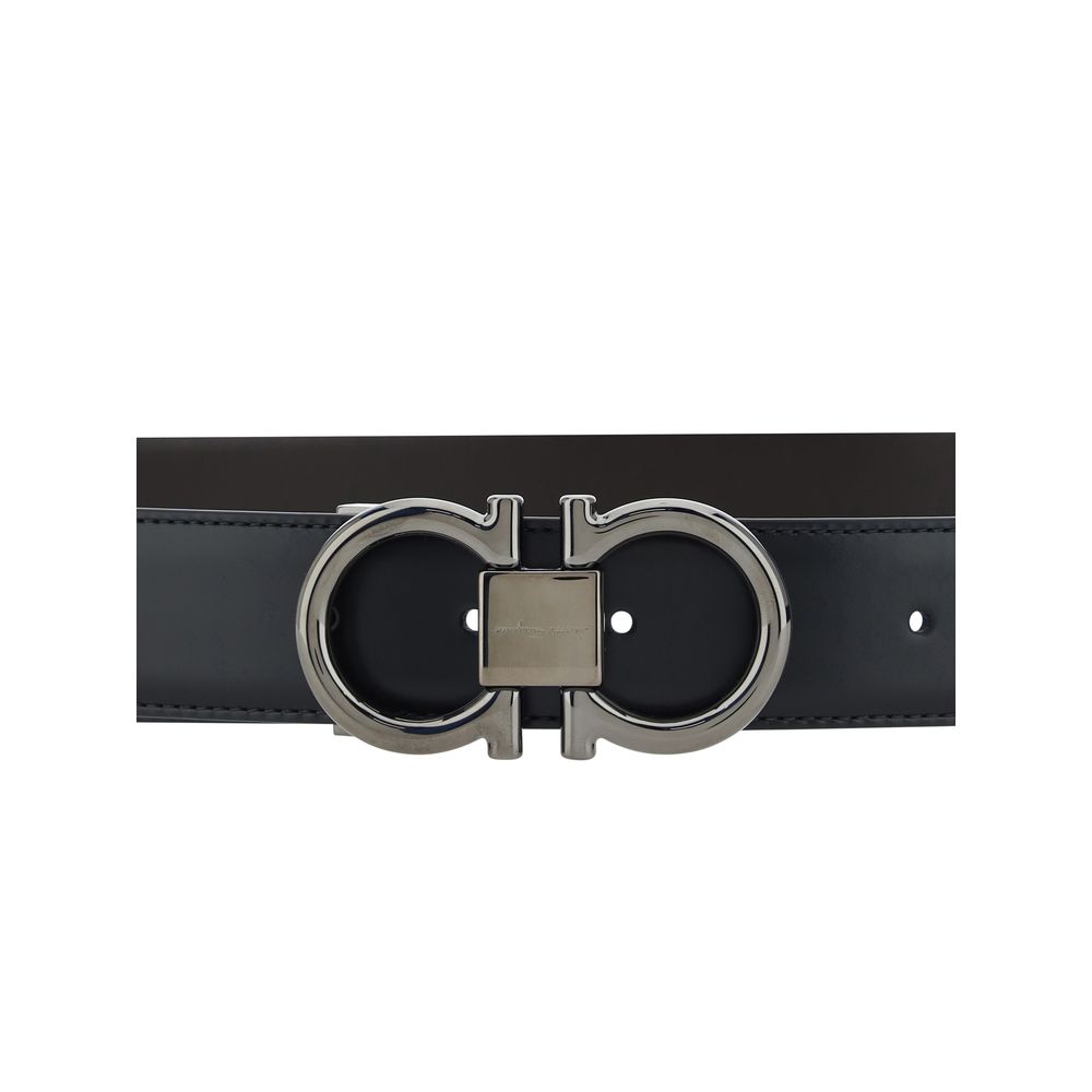 Ferragamo Black Calf Leather Bos Taurus Regular Belt
