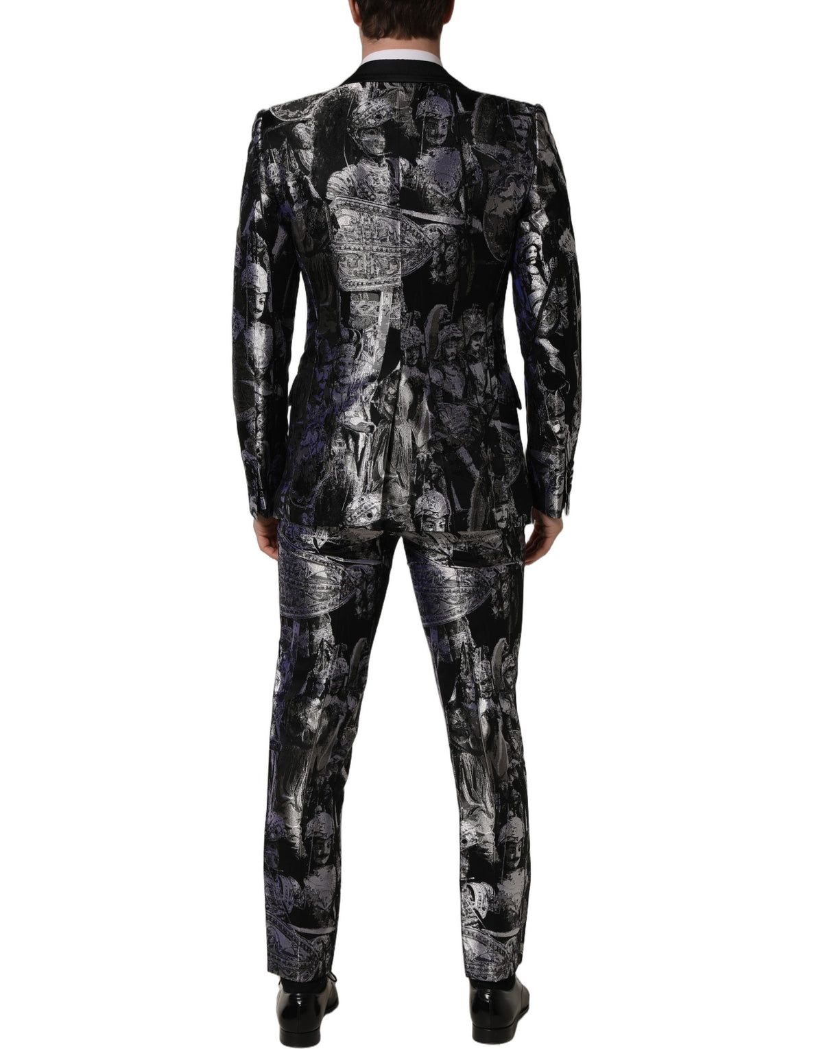 Dolce & Gabbana Dark Gray Jacquard Slim Fit Formal 3 Piece Suit