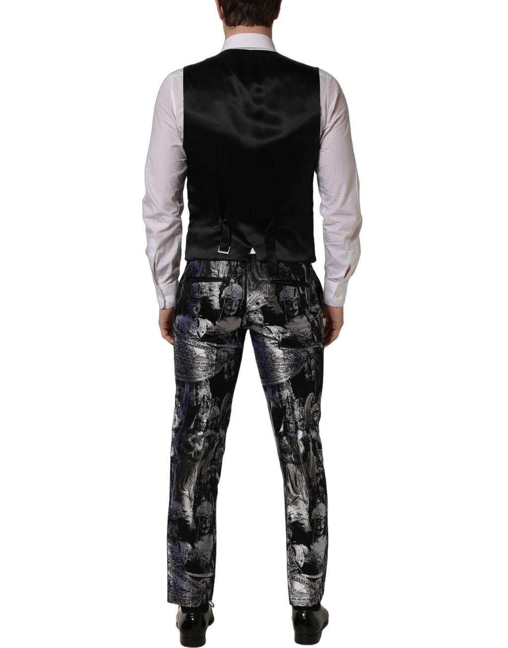 Dolce & Gabbana Dark Gray Jacquard Slim Fit Formal 3 Piece Suit
